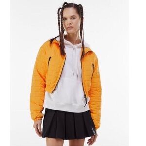 Bershka Small Orange & Black Quilted Cropped Jacket